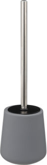5five toiletborstel - met houder - zandsteen - grijs - rond - 39 cm - Toiletborstels