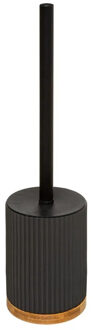 5five Toiletborstel met houder - zwart - polyresin kunststeen - 40 cm - Badkamer en toilet