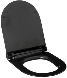 5five Toiletbril Brilliant - zwart - kunststof - universeel model - soft close systeem