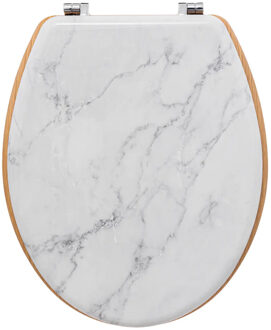 5five Toiletbril Rome - wit marmer print - MDF hout - universeel - standaard wc bril