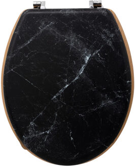 5five Toiletbril Rome - zwart marmer print - MDF hout - universeel - standaard wc bril