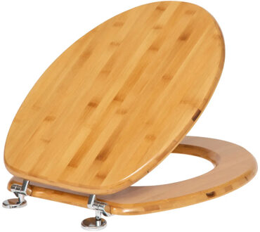 5five Toiletbril Woody - bruin - Bamboe hout - universeel - standaard wc bril