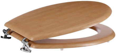 5five Toiletbril Woody - lichtbruin - MDF hout - universeel - standaard wc bril