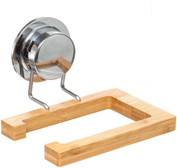 5five Toiletrolhouder - bamboe - hout - met zuignap - zonder boren