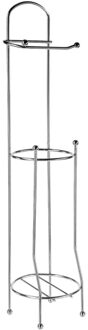 5five Toiletrolhouder - staand - met reservoir - zilver - metaal - 66 cm