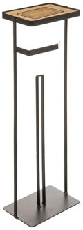 5five Toiletrolhouder - zwart - met reservoir - met telefoonplankje - 59 cm