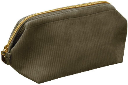 5five Toilettas/make-up etui/opberg tasje ribstof kaki groen 31 x 11 x 14 cm