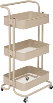 5five Trolley - beige - 3 laags - 45 x 36 x 86 cm - mesh metaal - keuken/badkamer trolley