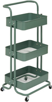 5five Trolley - groen - 3 laags - 45 x 36 x 86 cm - mesh metaal - keuken/badkamer trolley