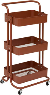 5five Trolley - terracotta - 3 laags - 45 x 36 x 86 cm - mesh metaal - keuken/badkamer trolley