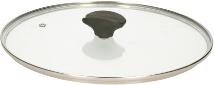 5five Universele pannendeksel voor pannen van 28 cm - glas - stoomgaatje - D29 x H6 cm