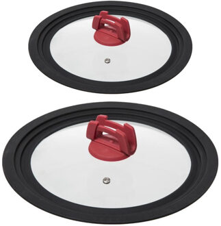 5five Universele pannendeksels - 2x - met siliconen rand - Dia 16/18/20 cm en 26/28/30 cm