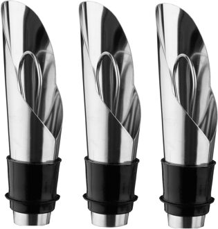 5Five Vacuum wijnstopper met afsluitdop - 3x stuks - metaal - 2 x 2 x 8 cm - Flessenstop