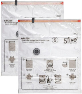 5five Vacuumzakken voor kleding/textiel - Vacuum opbergzakken - 2x stuks - transparant - 50 x 60 cm