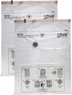 5five Vacuumzakken voor kleding/textiel - Vacuum opbergzakken - 2x stuks - transparant - 60 x 80 cm