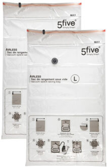 5five Vacuumzakken voor kleding/textiel - Vacuum opbergzakken - 2x stuks - transparant - 70 x 120 cm