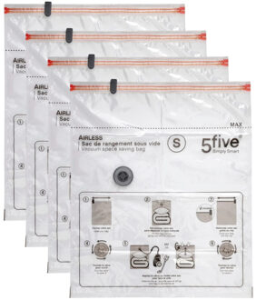 5five Vacuumzakken voor kleding/textiel - Vacuum opbergzakken - 4x stuks - transparant - 50 x 60 cm