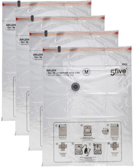 5five Vacuumzakken voor kleding/textiel - Vacuum opbergzakken - 4x stuks - transparant - 60 x 80 cm