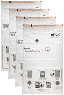 5five Vacuumzakken voor kleding/textiel - Vacuum opbergzakken - 4x stuks - transparant - 70 x 120 cm