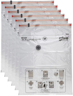 5five Vacuumzakken voor kleding/textiel - Vacuum opbergzakken - 6x stuks - transparant - 60 x 80 cm