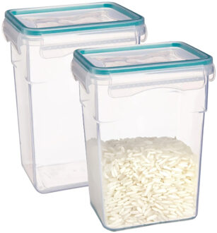 5five Vershoudbakje met deksel - 2x - kunststof - luchtdicht - 13 x 10 x 18 cm - 1400 ml