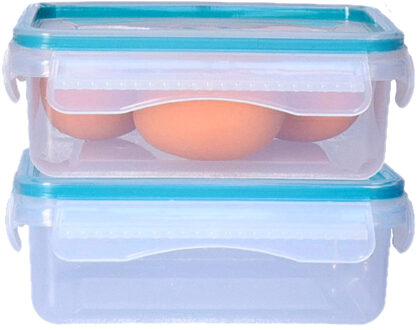 5five Vershoudbakje met deksel - 2x - kunststof - luchtdicht - 14 x 10 x 5 cm - 490 ml