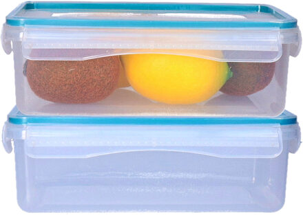 5five Vershoudbakje met deksel - 2x - kunststof - luchtdicht - 20 x 13 x 7 cm - 1200 ml