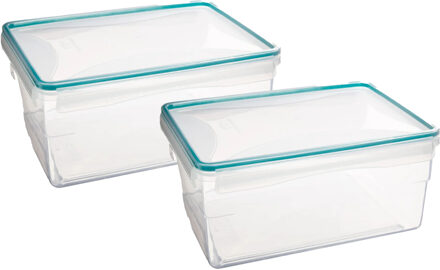5five Vershoudbakje met deksel - 2x - kunststof - luchtdicht - 25 x 18 x 12 cm - 3700 ml