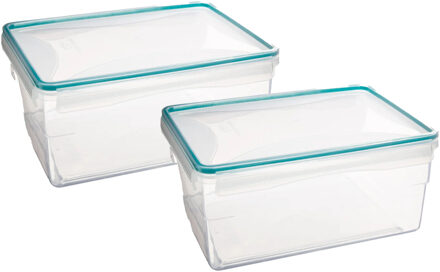 5five Vershoudbakje met deksel - 2x - kunststof - luchtdicht - 25 x 18 x 12 cm - 3700 ml