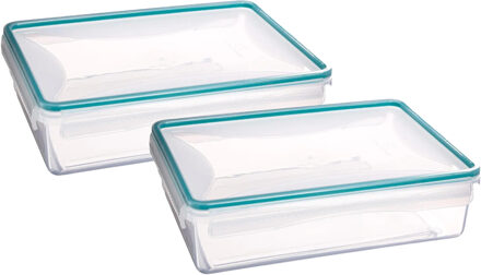 5five Vershoudbakje met deksel - 2x - kunststof - luchtdicht - 25 x 18 x 7 cm - 2200 ml