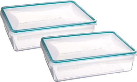 5five Vershoudbakje met deksel - 2x - kunststof - luchtdicht - 25 x 18 x 7 cm - 2200 ml