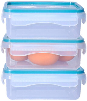 5five Vershoudbakje met deksel - 3x - kunststof - luchtdicht - 14 x 10 x 5 cm - 490 ml