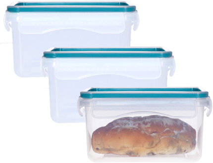 5five Vershoudbakje met deksel - 3x - kunststof - luchtdicht - 14 x 10 x 8 cm - 730 ml