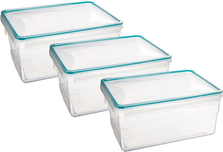 5five Vershoudbakje met deksel - 3x - kunststof - luchtdicht - 25 x 18 x 12 cm - 3700 ml