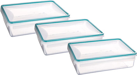 5five Vershoudbakje met deksel - 3x - kunststof - luchtdicht - 25 x 18 x 7 cm - 2200 ml