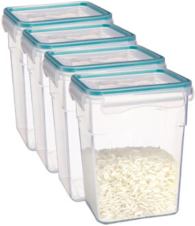 5five Vershoudbakje met deksel - 4x - kunststof - luchtdicht - 13 x 10 x 18 cm - 1400 ml