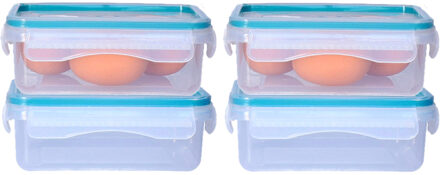 5five Vershoudbakje met deksel - 4x - kunststof - luchtdicht - 14 x 10 x 5 cm - 490 ml