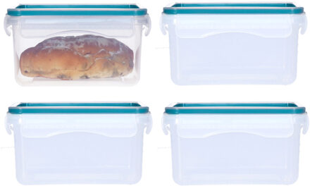 5five Vershoudbakje met deksel - 4x - kunststof - luchtdicht - 14 x 10 x 8 cm - 730 ml
