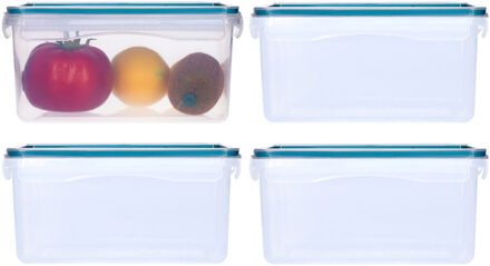 5five Vershoudbakje met deksel - 4x - kunststof - luchtdicht - 20 x 13 x 10 cm - 1800 ml