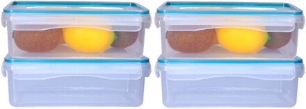 5five Vershoudbakje met deksel - 4x - kunststof - luchtdicht - 20 x 13 x 7 cm - 1200 ml