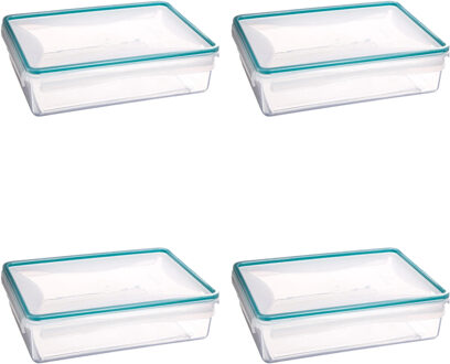 5five Vershoudbakje met deksel - 4x - kunststof - luchtdicht - 25 x 18 x 7 cm - 2200 ml