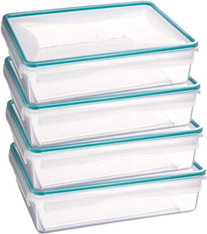 5five Vershoudbakje met deksel - 4x - kunststof - luchtdicht - 25 x 18 x 7 cm - 2200 ml