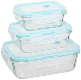 5five Vershoudbakjes met deksel - glas - set 3x stuks - 1180/540/330 ml