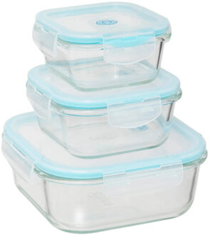 5five Vershoudbakjes met deksel - glas - set 3x stuks - 330/530/1180 ml