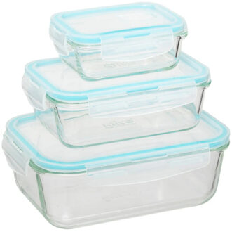 5five Vershoudbakjes met deksel - glas - set 3x stuks - 330/800/1730 ml