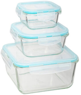 5five Vershoudbakjes met deksel - glas - set 3x stuks - 330/800/2220 ml