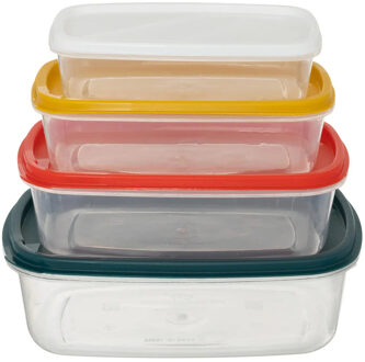5five Vershoudbakjes nestbaar - 4-delig - BPA vrij - meal prep - herbruikbaar - multi kleuren