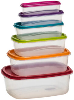 5five Vershoudbakjes nestbaar - 6-delig - BPA vrij - meal prep - herbruikbaar - multi kleuren
