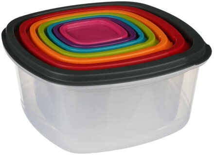5five Vershoudbakjes nestbaar - 7-delig - BPA vrij - meal prep - herbruikbaar - multi kleuren