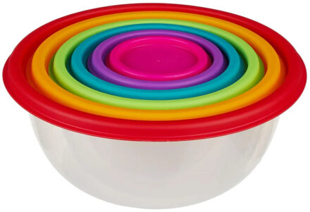 5five Vershoudbakjes nestbaar - rond - 6-delig - BPA vrij - meal prep - herbruikbaar - multi kleuren